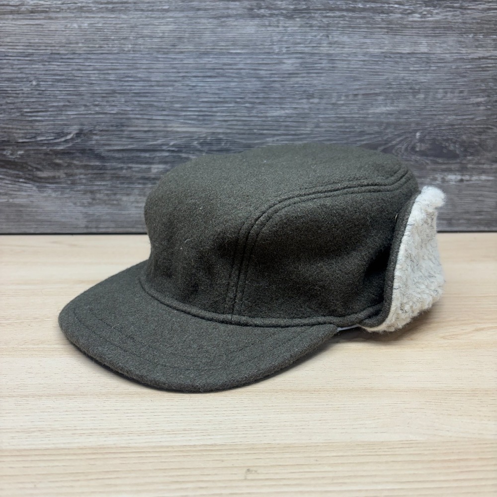 Stormy Kromer Hat Cap Fitted M Green Wool Sherpa Lined Rancher Ear Flaps USA